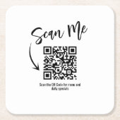 Business QR Code Scan Me Menu Custom Kartonnen Onderzetters (Voorkant)