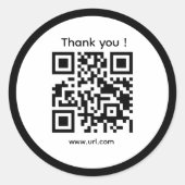 Business qr code simple black white ronde sticker (Voorkant)