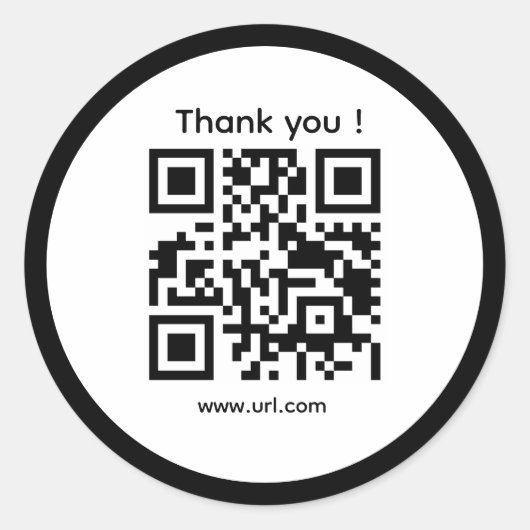 Business qr code simple black white  ronde sticker (Voorkant)
