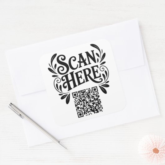 Business QR Code Vierkante Sticker (Envelop)