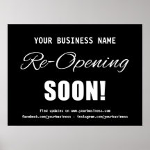 Business Re-Opening snel zwart