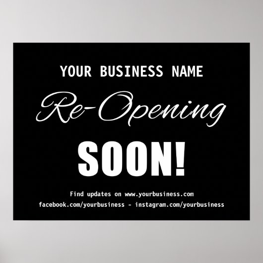 Business Re-Opening snel zwart Poster (Voorkant)