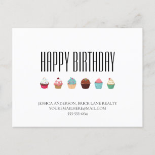 Business Real Estate Cupcake Happy Birthday Briefkaart
