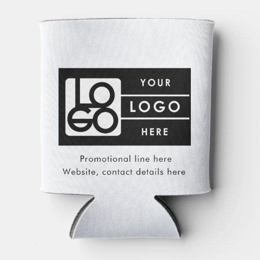 Business Rectangle Logo Text Promo QR Code Blikjeskoeler (Voorkant)