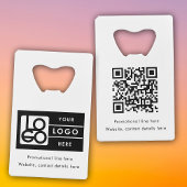 Business Rectangle Logo Text Promo QR Code Creditkaart Flessenopener
