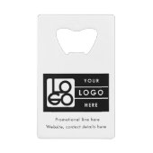 Business Rectangle Logo Text Promo QR Code Creditkaart Flessenopener (Voorkant)