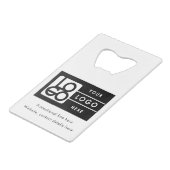 Business Rectangle Logo Text Promo QR Code Creditkaart Flessenopener (Voorkant Gekanteld)