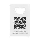 Business Rectangle Logo Text Promo QR Code Creditkaart Flessenopener (Achterkant)