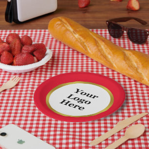 Business Red White Gold Uw Logo Sjabloon Papieren Bordje