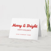 Business Retro Script Merry & Bright Feestdagen Kaart (Voorkant)