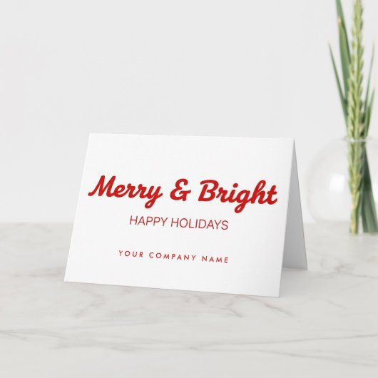 Business Retro Script Merry & Bright Feestdagen Kaart (Voorkant)