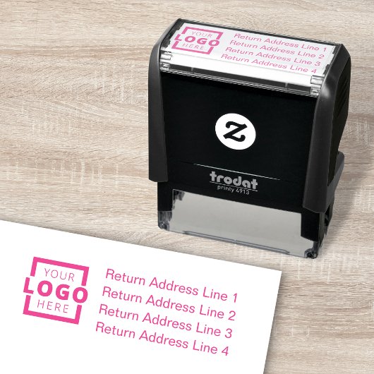 Business Return Address Gepersonaliseerd Logo Zelfinktende Stempel