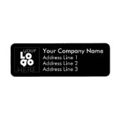 Business Return Address Labels White Logo op zwart (Voorkant)