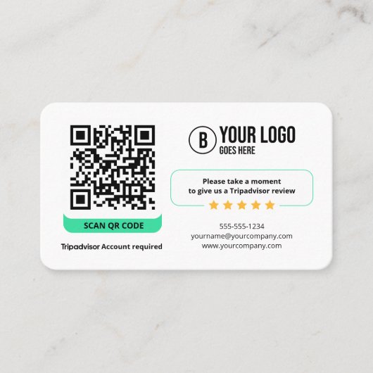 Business Review Link TripAdvisor Reviewen QR-code Visitekaartje (Voorkant)