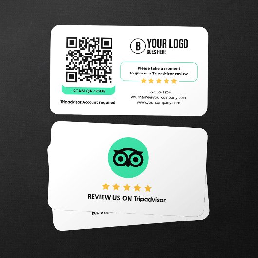 Business Review Link TripAdvisor Reviewen QR-code Visitekaartje