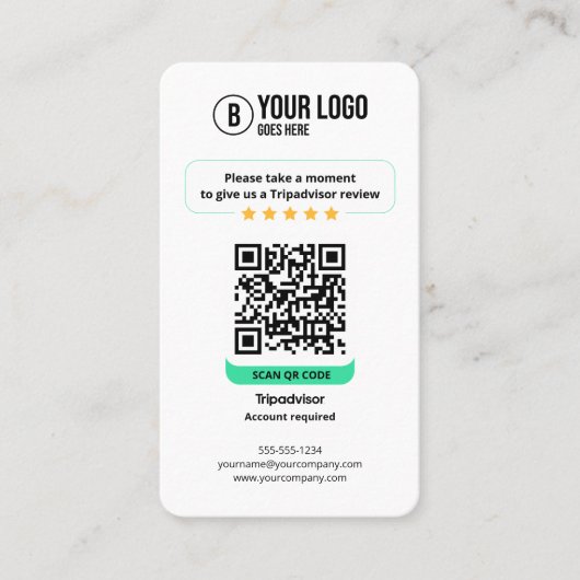 Business Review Link TripAdvisor Reviewen QR-code Visitekaartje (Voorkant)