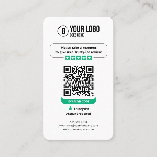 Business Review Link Trustpilot Reviewen QR-code Visitekaartje (Voorkant)