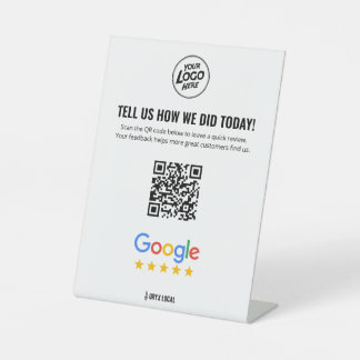 Business Review QR Code Rating Pedestal Reclamebord Met Voetstuk