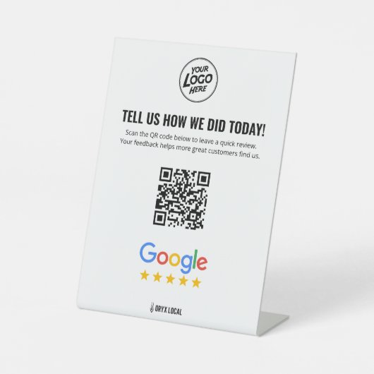 Business Review QR Code Rating Pedestal Reclamebord Met Voetstuk (Voorkant)