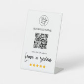 Business Review Request 5 Star Review QR Code Reclamebord Met Voetstuk (Voorkant)