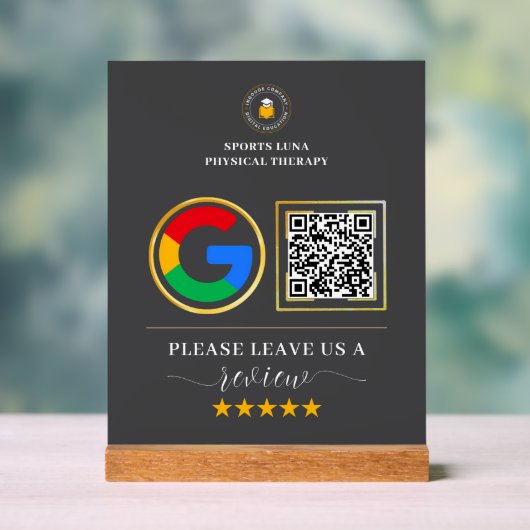 Business Review Sign - Aangepaste QR-code met Logo Acryl Bord (Neutraal)
