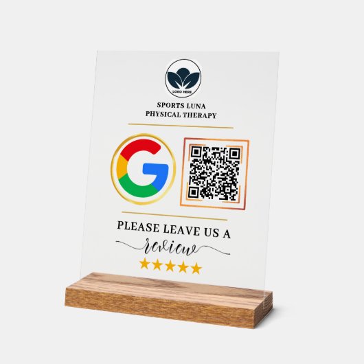 Business Review Sign - Aangepaste QR-code met Logo Acryl Bord (Hoek)