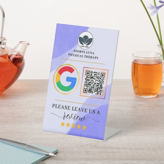 Business Review Sign - Aangepaste QR-code met Logo Reclamebord Met Voetstuk (Insitu)