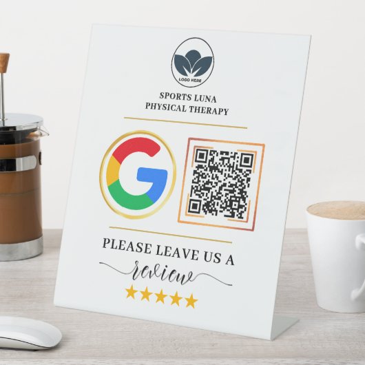 Business Review Sign - Aangepaste QR-code met Logo Reclamebord Met Voetstuk (Insitu)