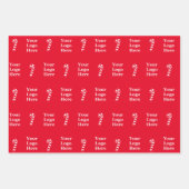 Business Rood Wit Uw Logo Candy Canes Sjabloon Inpakpapier Vel (Voorkant 3)