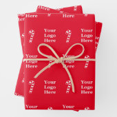 Business Rood Wit Uw Logo Candy Canes Sjabloon Inpakpapier Vel (In situ)
