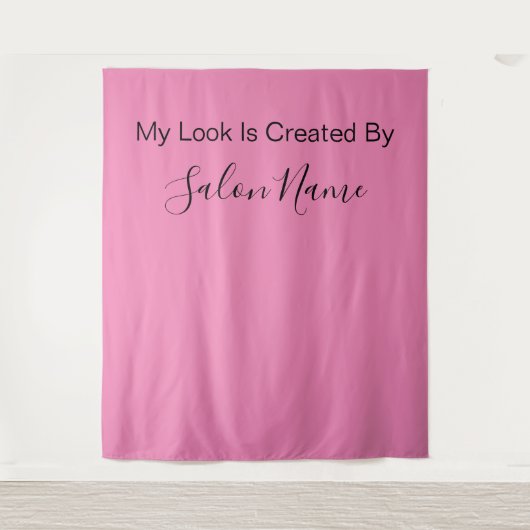 Business Roze Zwart Schoonheidssalon Selfie Statio Wandkleed (Voorkant)