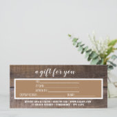 Business Rustic Brown Custom Gift Certificate (Staand voorkant)
