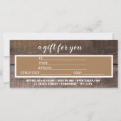 Business Rustic Brown Custom Gift Certificate (Voorkant)