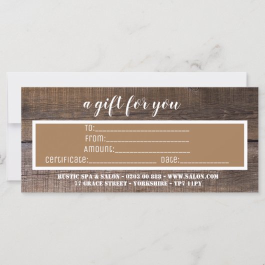 Business Rustic Brown Custom Gift Certificate (Voorkant)