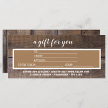 Business Rustic Brown Custom Gift Certificate