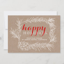Business Rustic fir branche en lijst kerst met keg Feestdagenkaart