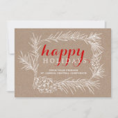 Business Rustic fir branche en lijst kerst met keg Feestdagenkaart (Voorkant)