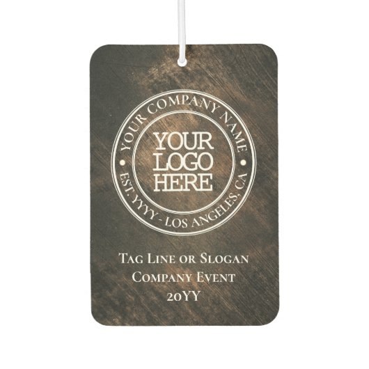 Business Rustic Wood White Medallion Voeg Logo toe Luchtverfrisser (Voorkant)