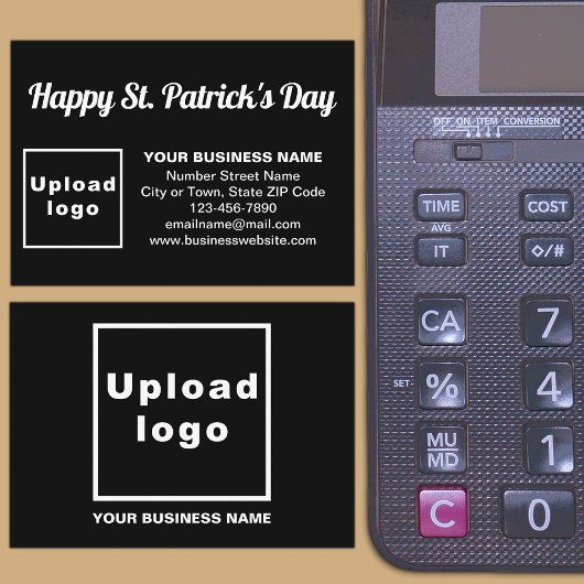 Business Saint Patrick Greeting on Black Informatiekaartje