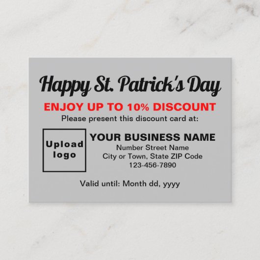 Business Saint Patrick Grey Korting Kaart (Voorkant)