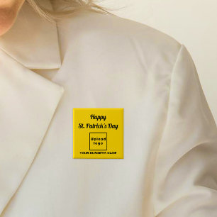 Business Saint Patrick Groet op Gele Plein Vierkante Button 5,1 Cm