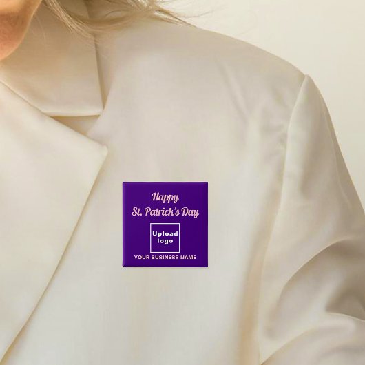 Business Saint Patrick Groet op Paarse Plein Vierkante Button 5,1 Cm