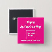 Business Saint Patrick Groet op Roze Plein Vierkante Button 5,1 Cm (Voorkant /achterkant)