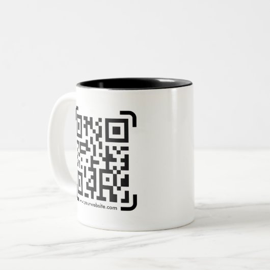 Business Scan me QR Code Website Modern Simple Tweekleurige Koffiemok (Voorkant links)