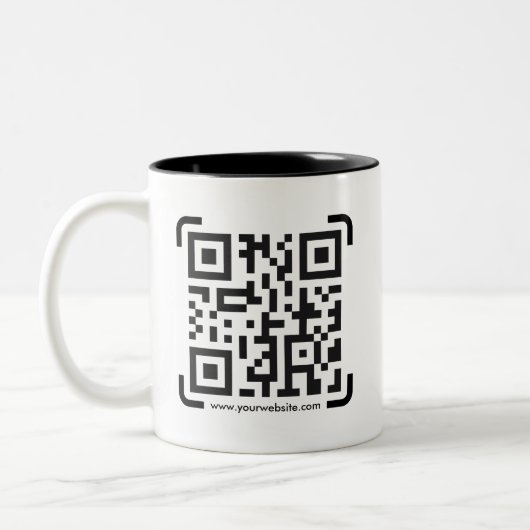 Business Scan me QR Code Website Modern Simple Tweekleurige Koffiemok (Links)