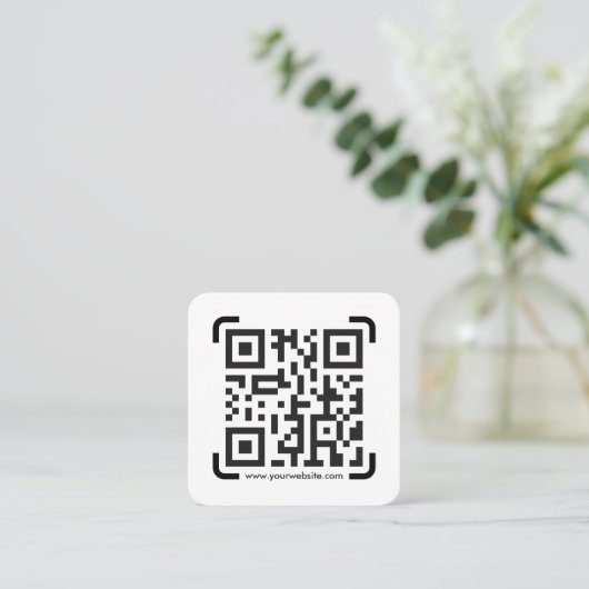 Business Scan QR Code Website Moderne Eenvoudige L Vierkante Visitekaartje (Staand voorkant)