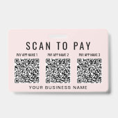 Business Scan to Pay 3 QR Codes Pink Badge (Achterkant)