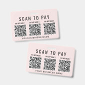 Business Scan to Pay 3 QR Codes Pink Badge (Voor- en achterkant)