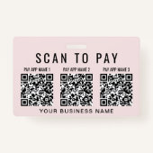 Business Scan to Pay 3 QR Codes Pink Badge (Achterkant)