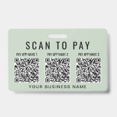 Business Scan to Pay 3 QR Codes Sage Green Badge (Achterkant)